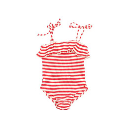 Купальник из трикотажа в рубчик Buho "Stripes Coral Red", коралловые полоски